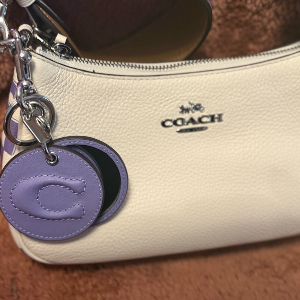 Coach White Wristlet with Lavender Accent